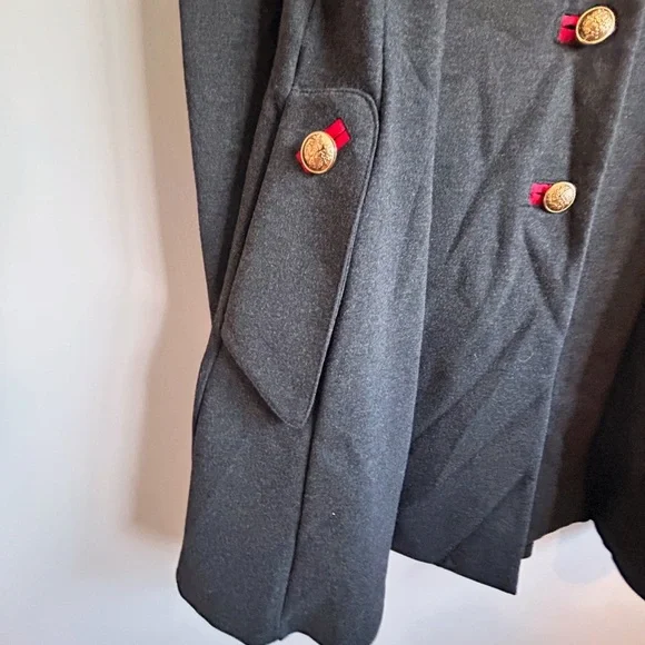 Joseph Ribkoff Military Coat, 3/4 length, Charcoal with red accents Size 12 - Picture 8 of 15